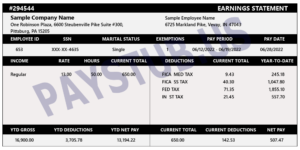 advance sample pay stub